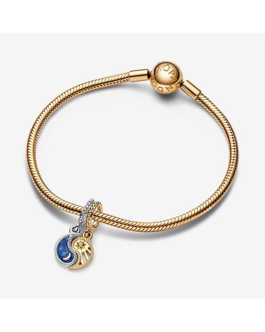 Pandora Blue Two-Tone Splittable Sun & Moon Dangle Charm