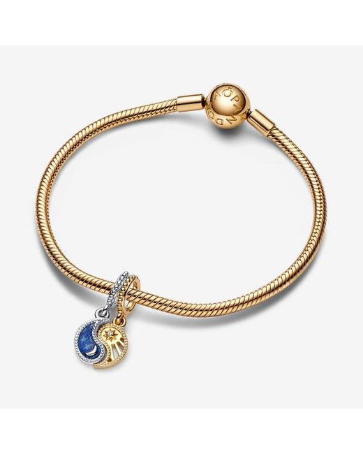 Pandora Blue Two-Tone Splittable Sun & Moon Dangle Charm