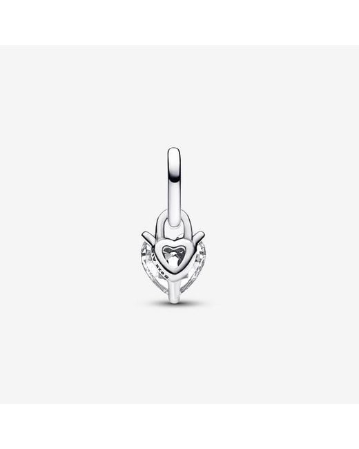 Pandora White Keyhole Heart Mini Dangle Charm