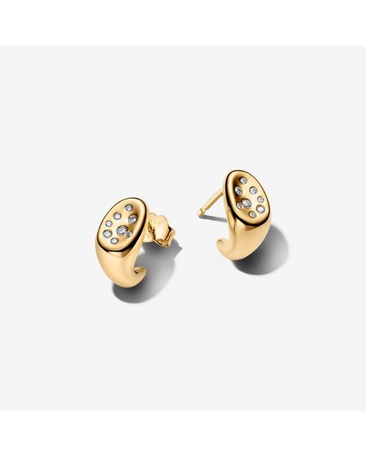 Pandora Metallic Organically Shaped Stone-Set Stud Earrings