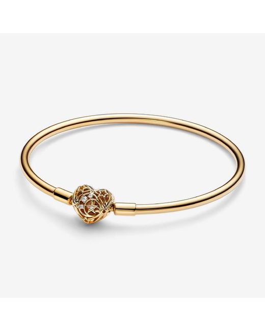 Pandora Metallic Celestial Heart Clasp Bangle
