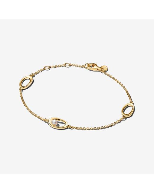 Pandora Metallic Organically Shaped Oval & Treated Freshwater Cultured Pearl Bracelet