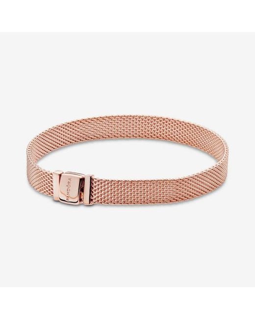 Pandora Brown Timeless 14k Rose Gold-plated Mesh Bracelet For Charms