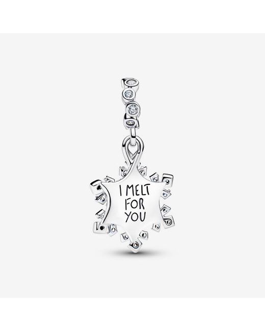 Pandora White Opalescent Snowflake Double Dangle Charm
