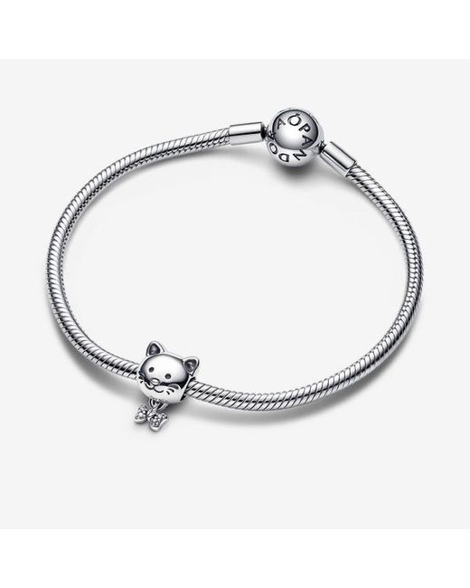 Pandora White Pet Cat & Bow Charm