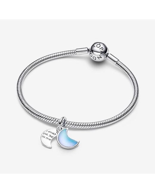 Pandora Blue Crescent Moon Double Dangle Charm