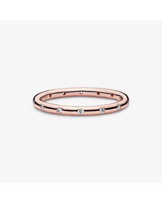 Pandora Metallic Simple Sparkling Band Ring
