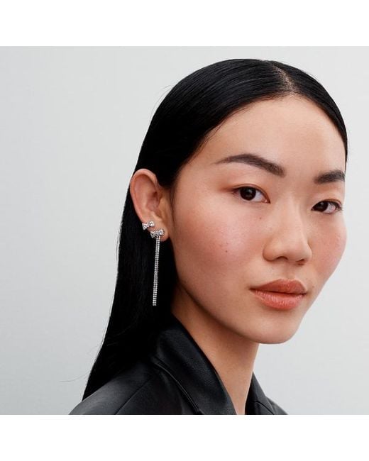 Pandora Metallic Pavé Bow Drop Earrings