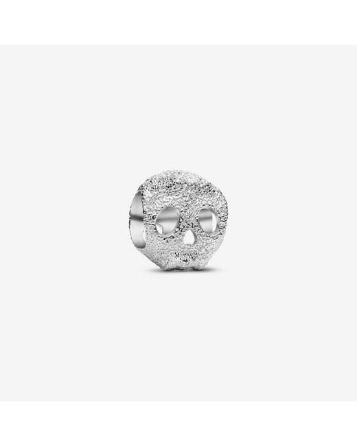 Pandora White Textured Skull Mini Charm