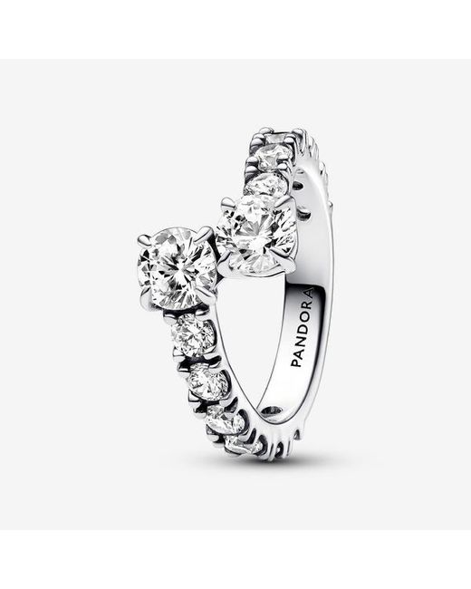 Pandora Metallic Sparkling Overlapping Band Ring