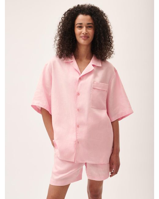 PANGAIA Pink Dna Aloe Linen Camp Collar Shirt