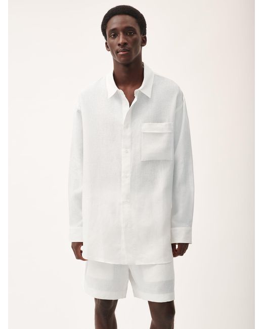PANGAIA White Dna Aloe Linen Collared Long Sleeve Shirt