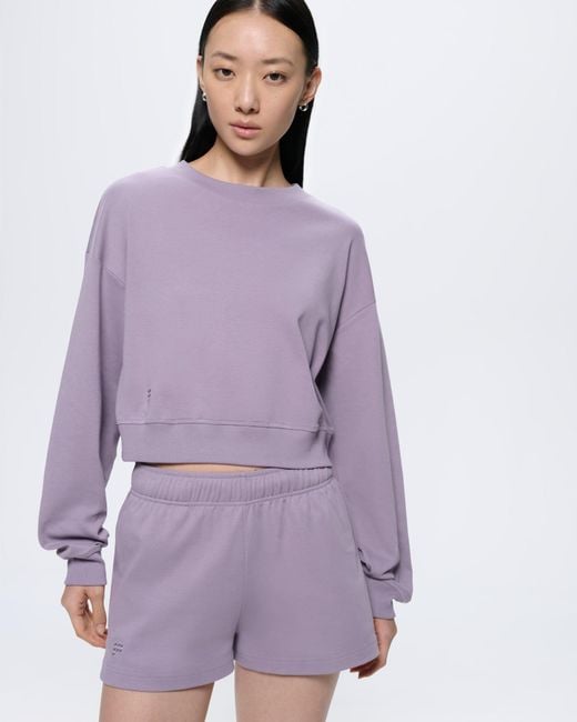 PANGAIA Purple Cropped Sweatshirt—Dusty Mauve