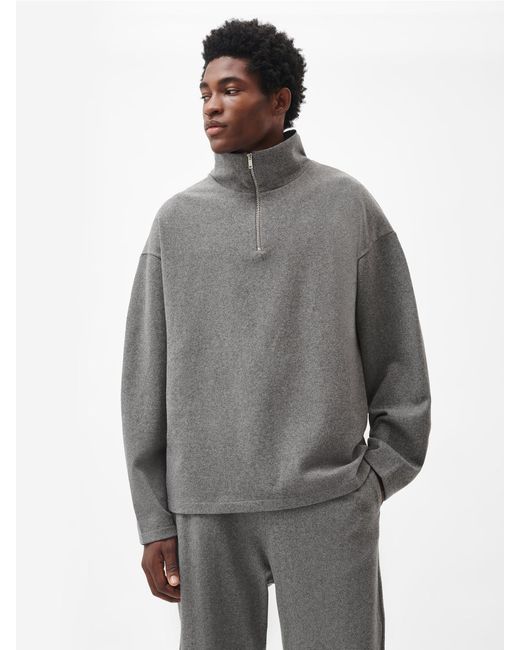 PANGAIA Gray Men's Recycled Wool Jersey Half-zip Sweater for men