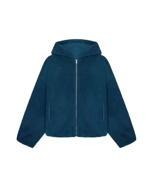 PANGAIA Blue Recycled Wool Fleece Reversible Bomber Jacket