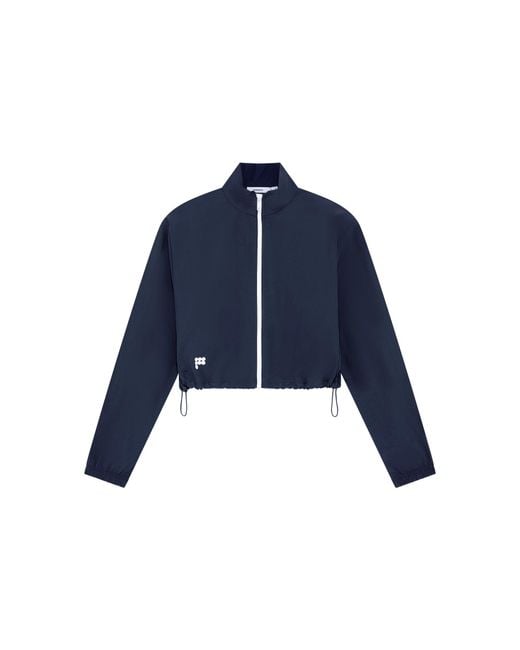 PANGAIA Blue Recycled Nylon Zip Up Jacket—Granite