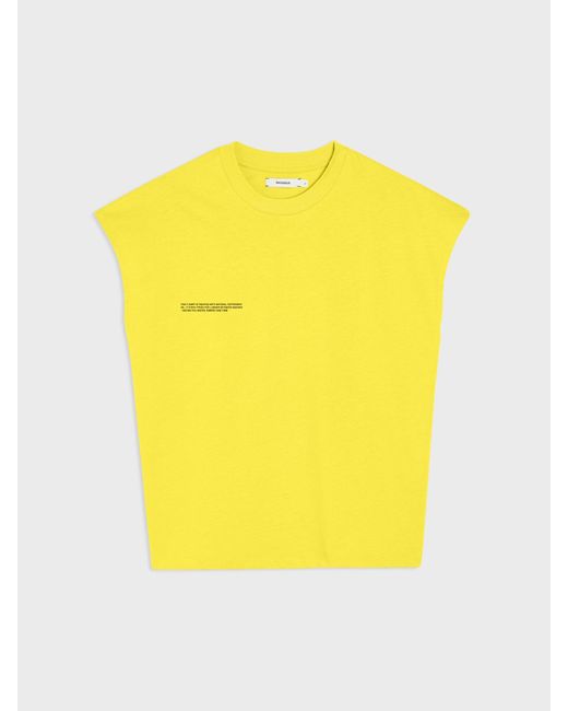 PANGAIA Yellow Archive Pprmint Organic Cotton Cropped Shoulder Crew Neck T-shirt
