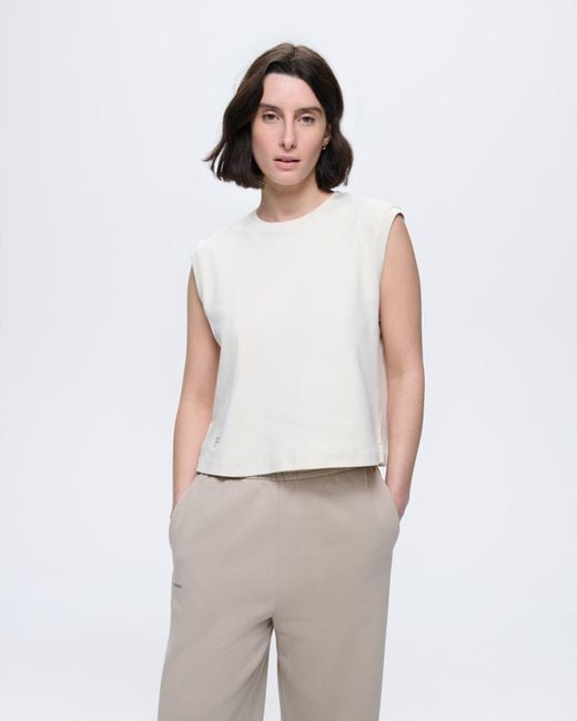 PANGAIA White Sleeveless T-Shirt—Bone