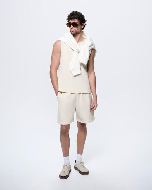 PANGAIA White Mid Length Shorts—Bone for men