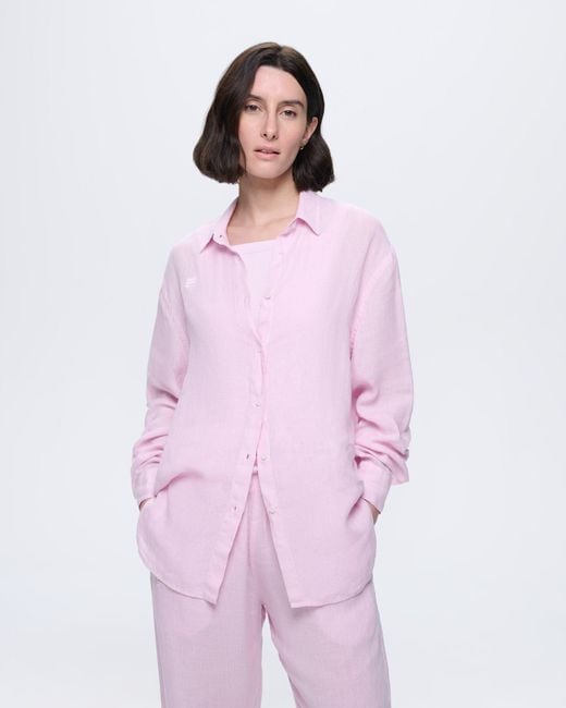 PANGAIA Pink Linen Overshirt—Light Lilac