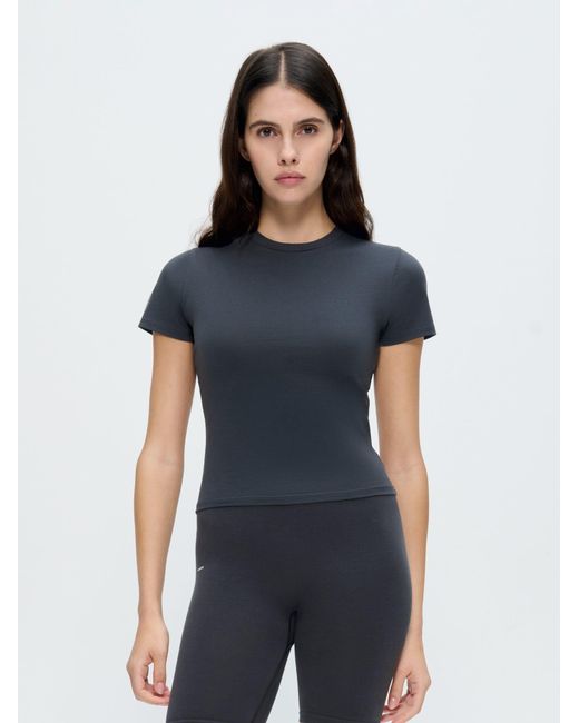 PANGAIA Black Cotton-Stretch Slim T-Shirt—Smoked