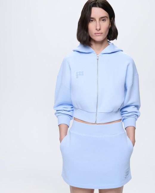 PANGAIA Blue Cropped Zip Up Hoodie—Wildflower