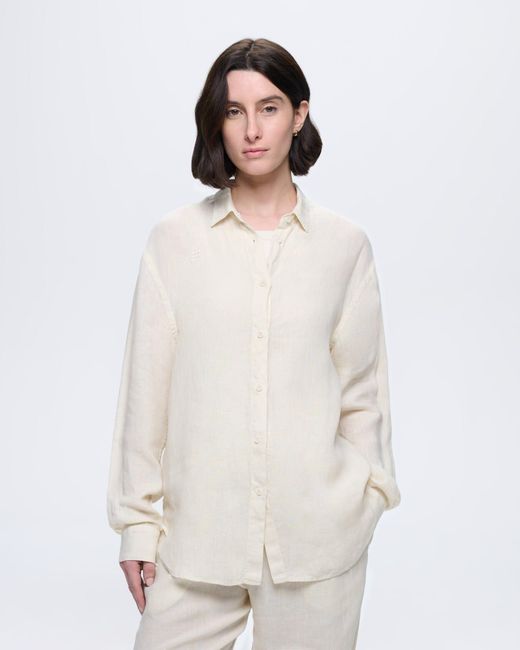PANGAIA White Linen Overshirt—Bone