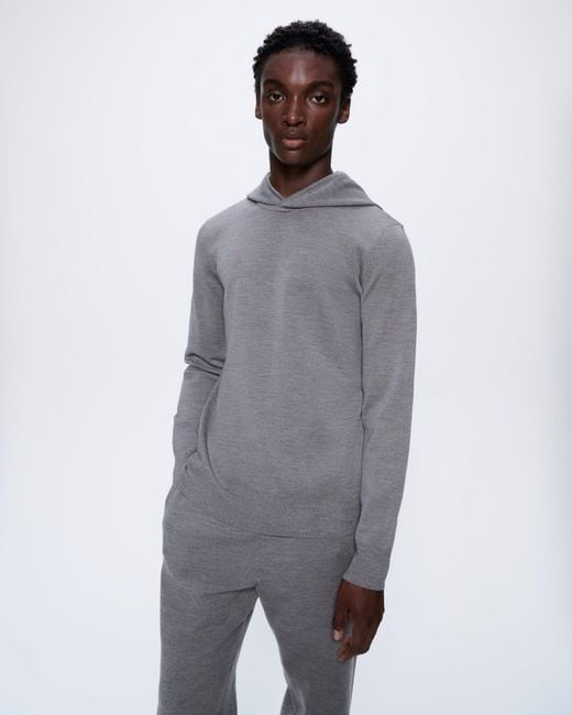PANGAIA Gray Regenerative Merino Wool Hoodie for men