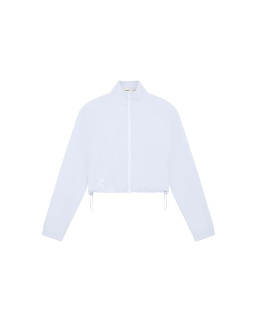 PANGAIA White Recycled Nylon Zip Up Jacket—Ice