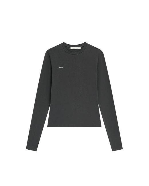 PANGAIA Black Cotton-Stretch Long-Sleeved Top—Smoked