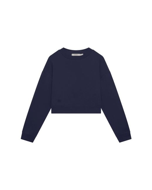 PANGAIA Blue Cropped Sweatshirt—Midnight