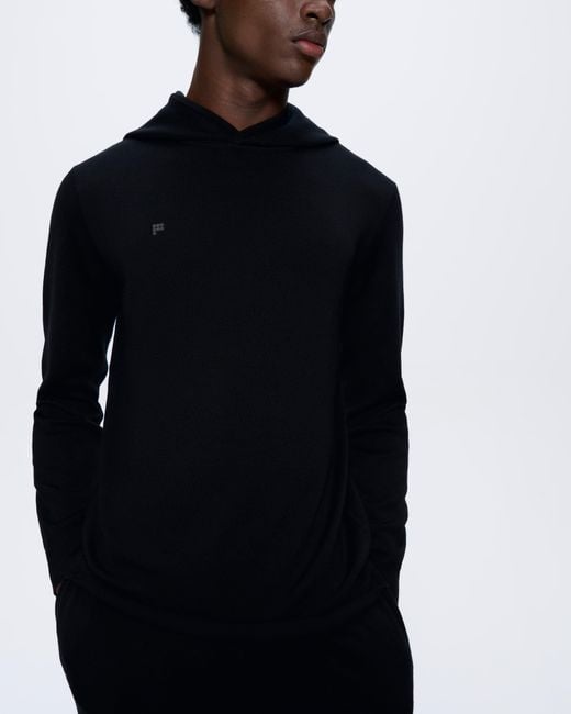 PANGAIA Black Regenerative Merino Wool Hoodie for men