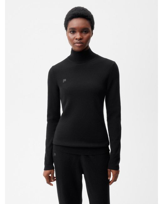 PANGAIA Recycled Cashmere Fitted Turtleneck Top in Black (Blue) | Lyst