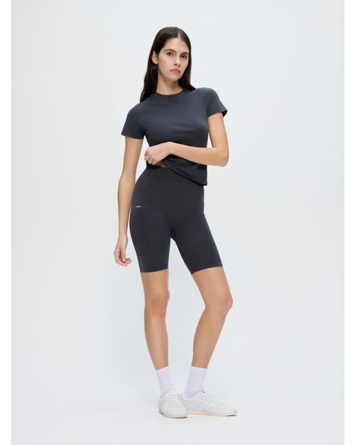 PANGAIA Black Cotton-Stretch Cycle Shorts—Smoked