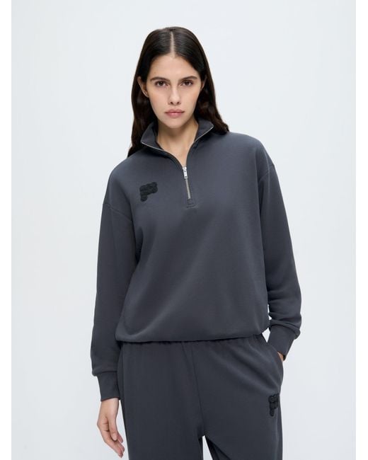 PANGAIA Black Half Zip Sweatshirt—Smoked