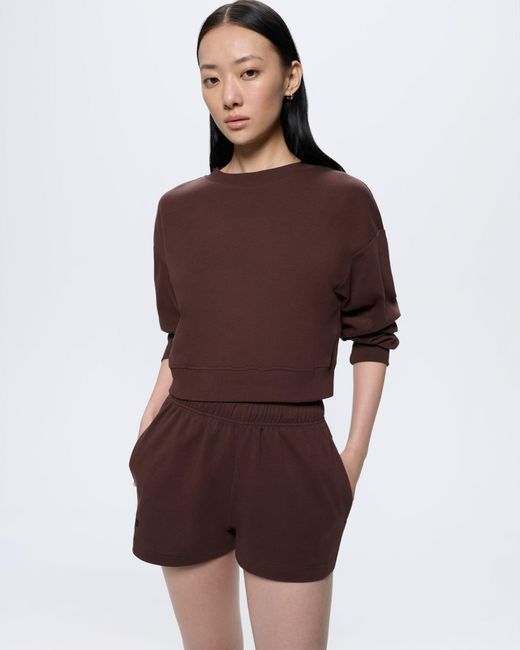 PANGAIA Red Cropped Sweatshirt—Mahogany