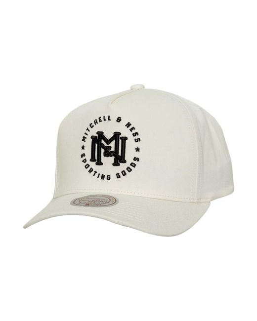 Mitchell & Ness White Interlock Crest Pro Snapback Hat