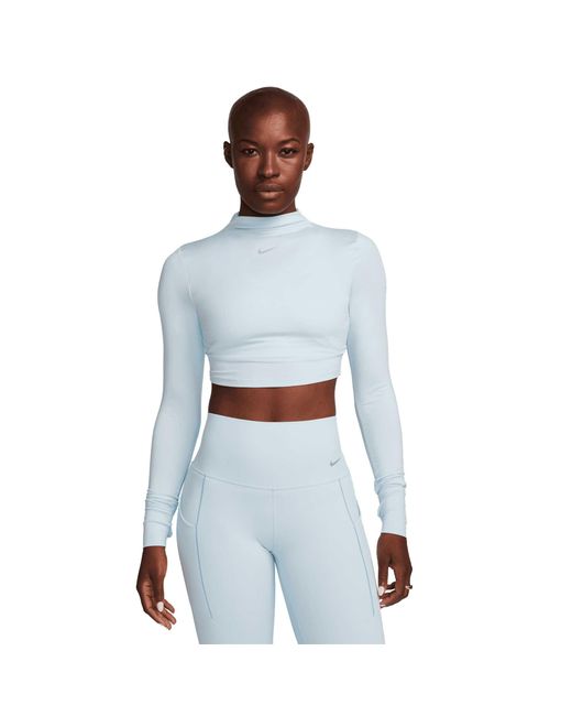 Nike Blue Wo Dri-fit One Luxe Long Sleeve Cropped Top Wo Dri-fit One Luxe Long Sleeve Cropped Top