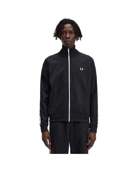 Fred Perry Black Mens Taped Track Jacket Mens Taped Track Jacket for men