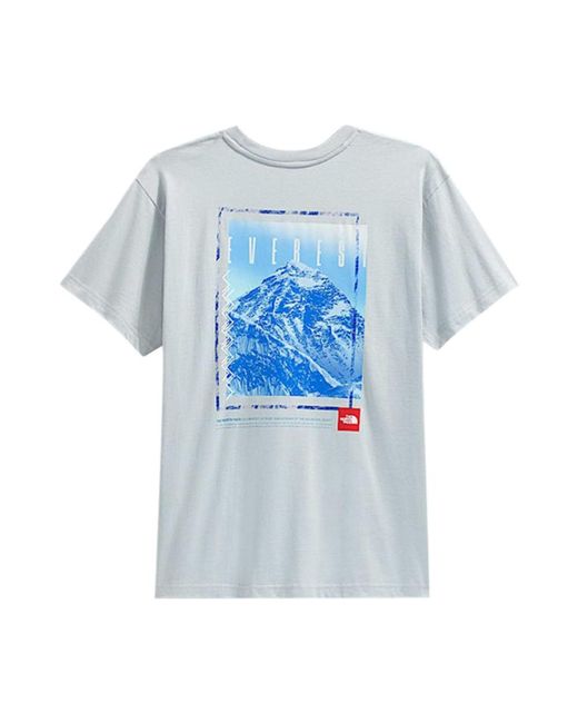 The North Face Blue Short Sleeve Red Box Everest Tee for men
