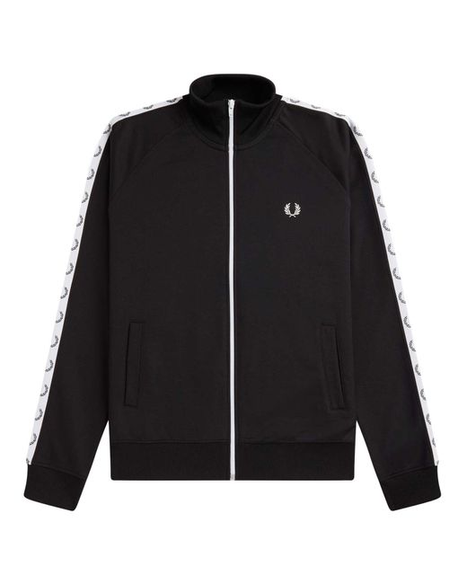 Fred Perry Black Mens Taped Track Jacket Mens Taped Track Jacket for men