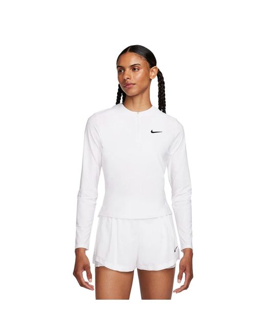 Nike White Dri-fit 1/4 Zip Long Sleeve T-shirt Dri-fit 1/4 Zip Long Sleeve T-shirt