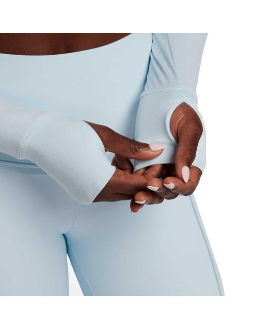 Nike Blue Wo Dri-fit One Luxe Long Sleeve Cropped Top Wo Dri-fit One Luxe Long Sleeve Cropped Top