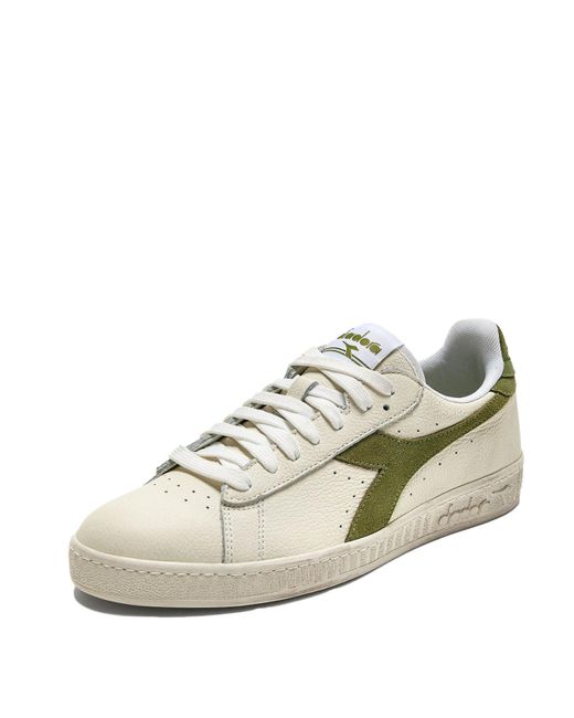 Diadora Game L Low Waxed Suede Pop White in Green | Lyst