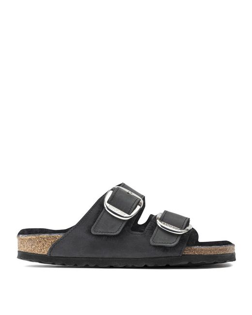 Birkenstock Arizona Big Buckle Shearling Narrow Sandal Oiled Leather in Black - Save 24% - Lyst
