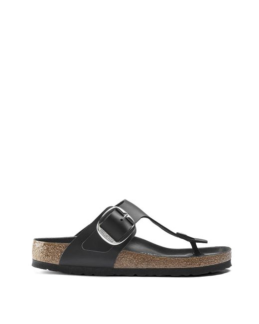 Birkenstock Leather Gizeh Big Buckle Narrow Sandal in Black - Lyst