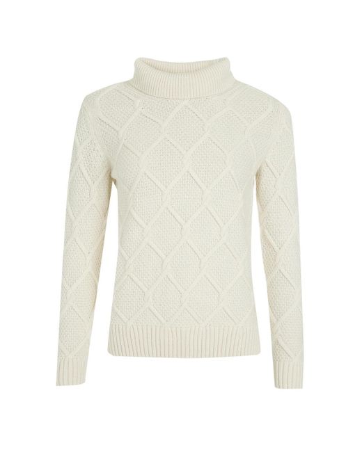 Barbour Burne Roll Neck Knit in White | Lyst