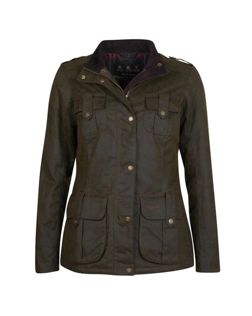 Barbour Winter Defence Wax Jacket Olive in Green | Lyst