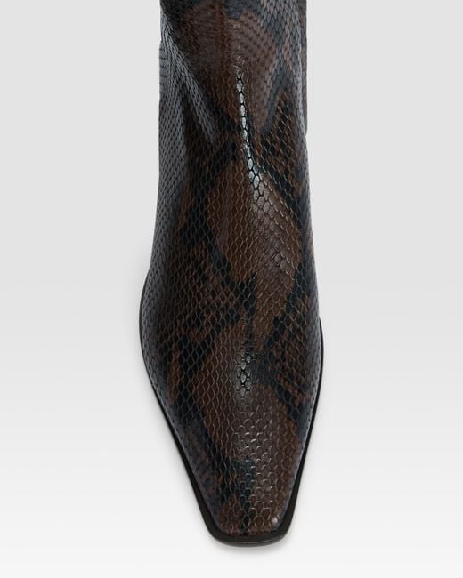 Paris Texas Black Python-Print Leather Ankle Boot