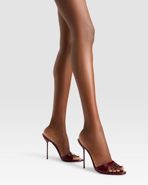 Paris Texas Brown Python-Print Leather Mule